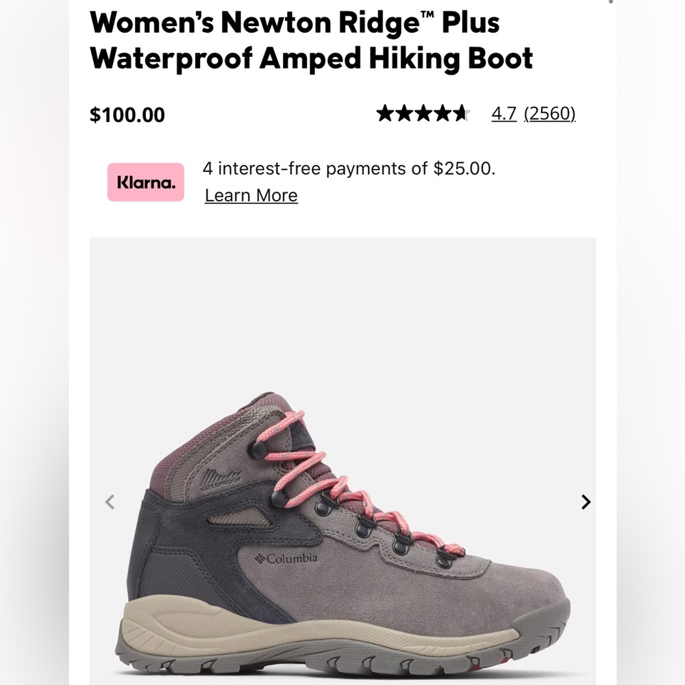 Columbia Women’s Newton Ridge™ Plus Waterproof Amped Hiking Boot | Size 10